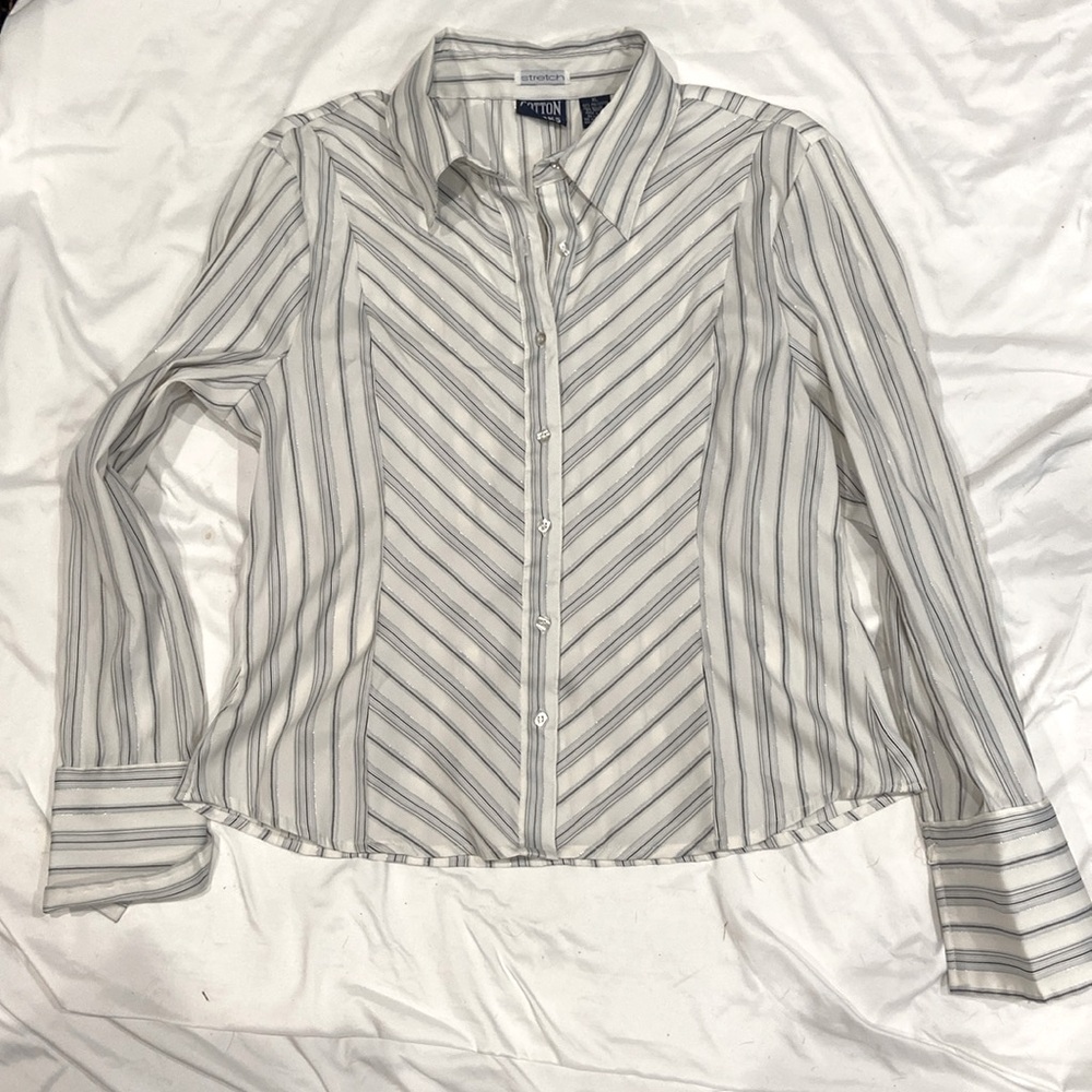 Cotton Works stretchable striped long sleeve shirt